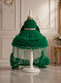 Bottle Green Halter-Neck Luxury Party Dress for Girls