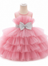 Pink Princess Tiered Tulle Party Dress with Sparkle Bow