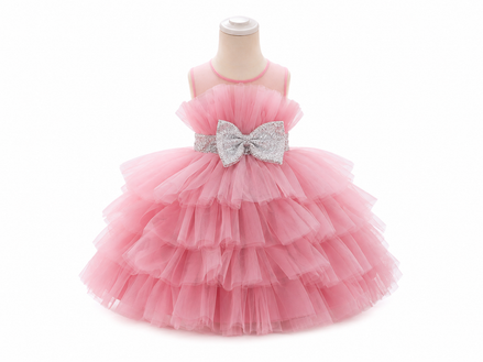 Pink Princess Tiered Tulle Party Dress & Bolero Jacket Set