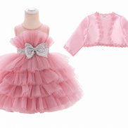 Pink Princess Tiered Tulle Party Dress & Bolero Jacket Set