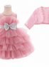 Pink Princess Tiered Tulle Party Dress & Bolero Jacket Set