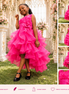 Fuchsia Pink Princess Fluffy Sequin Dress for Girl: 140cm & 150cm)