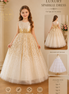 Luxury Gold Sparkle Princess Dress with Petticoat | Girls Party & Birthday Dress (Ages 4-7)