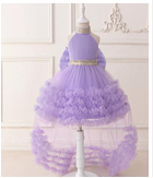 Lilac Halter-Neck Luxury Party Dress for Girls