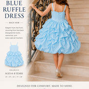 Royavelle Luxury Blue Ruffle Princess Dress (100cm, 110cm, 120cm, 130 & 140cm)