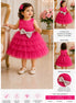 Fuchsia Pink Princess Tiered Tulle Party Dress with Sparkle Bow (90-120cm)