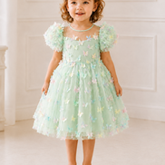 Girls 3D Butterfly Tulle Party Dress – Available in Pink, Sky Blue, Lilac & Mint – £29.99
