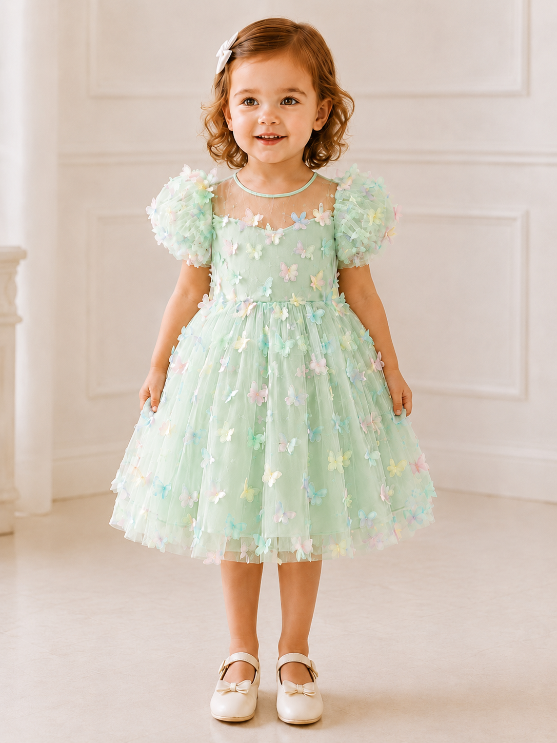 Girls 3D Butterfly Tulle Party Dress – Available in Pink, Sky Blue, Lilac & Mint – £29.99