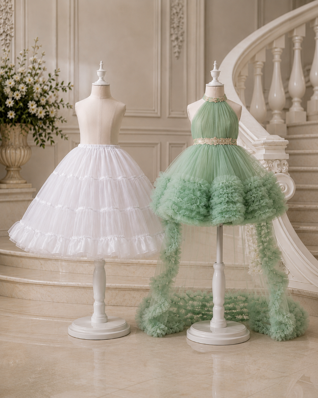 Mint Halter-Neck Luxury Party Dress for Girls