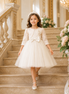 Ivory Blossom Lace Princess Dress for Girls – Elegant Tulle Party & Occasion Dress (120cm)
