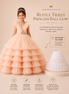 Royavelle Peach Colour Tiered Princess Dress for Girls