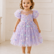 Girls 3D Butterfly Tulle Party Dress – Available in Pink, Sky Blue, Lilac & Mint – £29.99
