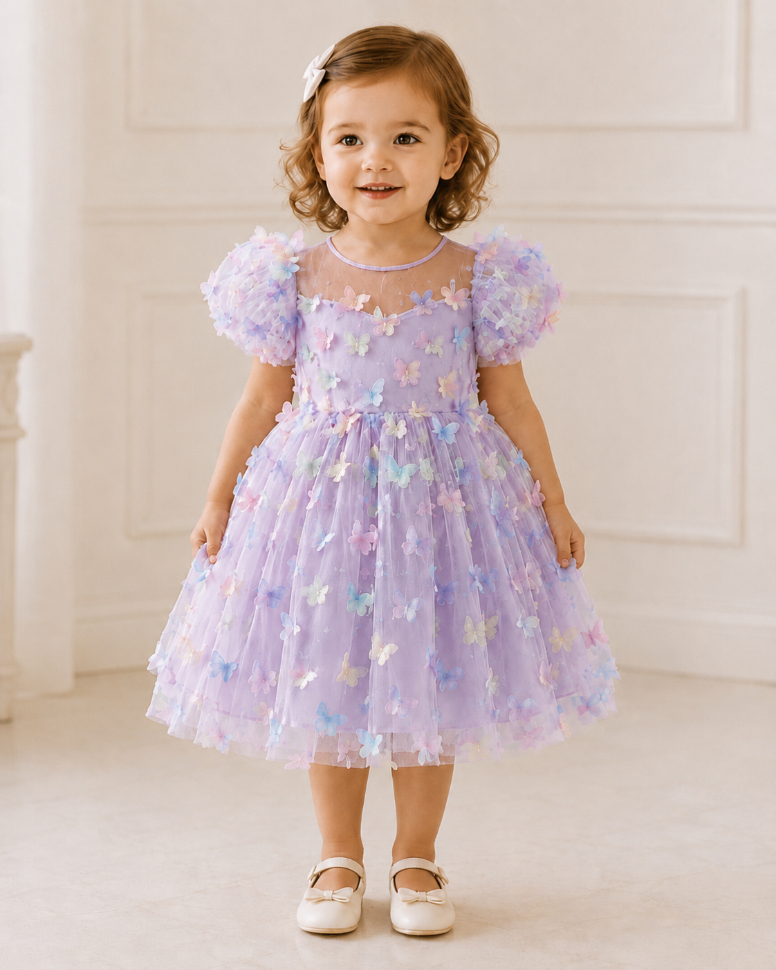 Girls 3D Butterfly Tulle Party Dress – Available in Pink, Sky Blue, Lilac & Mint – £29.99
