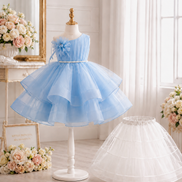 Light blue dress on a mannequin with a white background